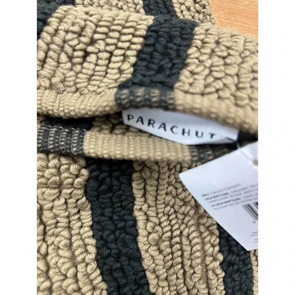 Parachute Organic Resort Stripe Bath Mat in Camel/Black Stripe 19
